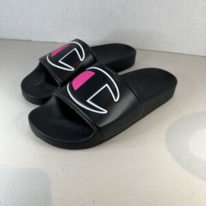 Champion Super Slide Kids Youth Girls Slides Sandals, Black, Size 6